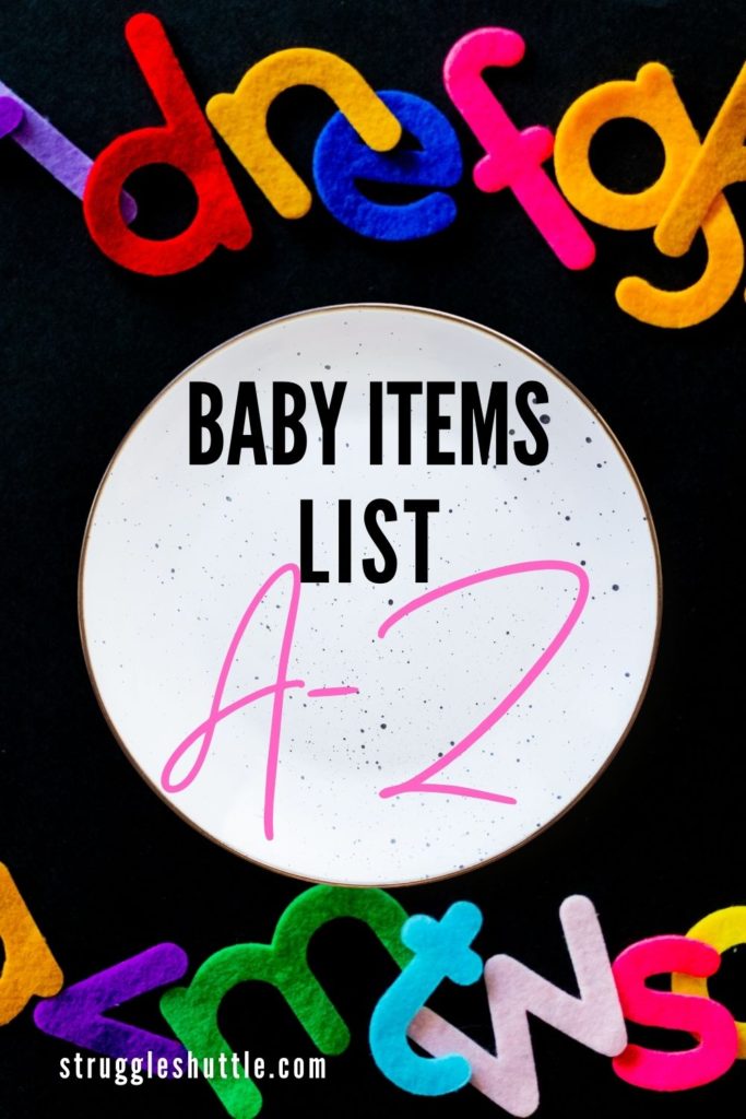 baby items list a-z